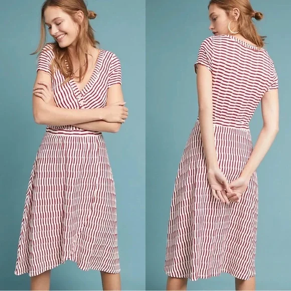 Anthropologie Maeve Paladino Textured Wrap Dress